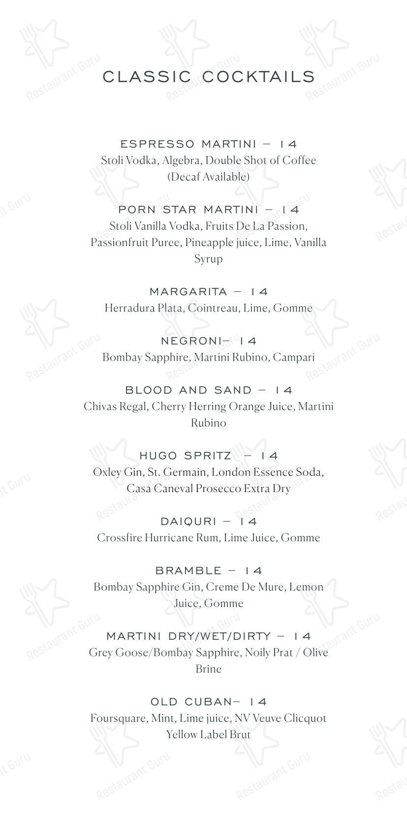 Wine Menu ресторана LEYDI в Лондоне