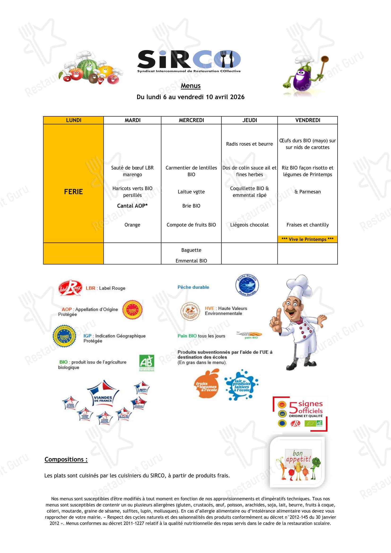 Group Booking Menu ресторана L'Unisson