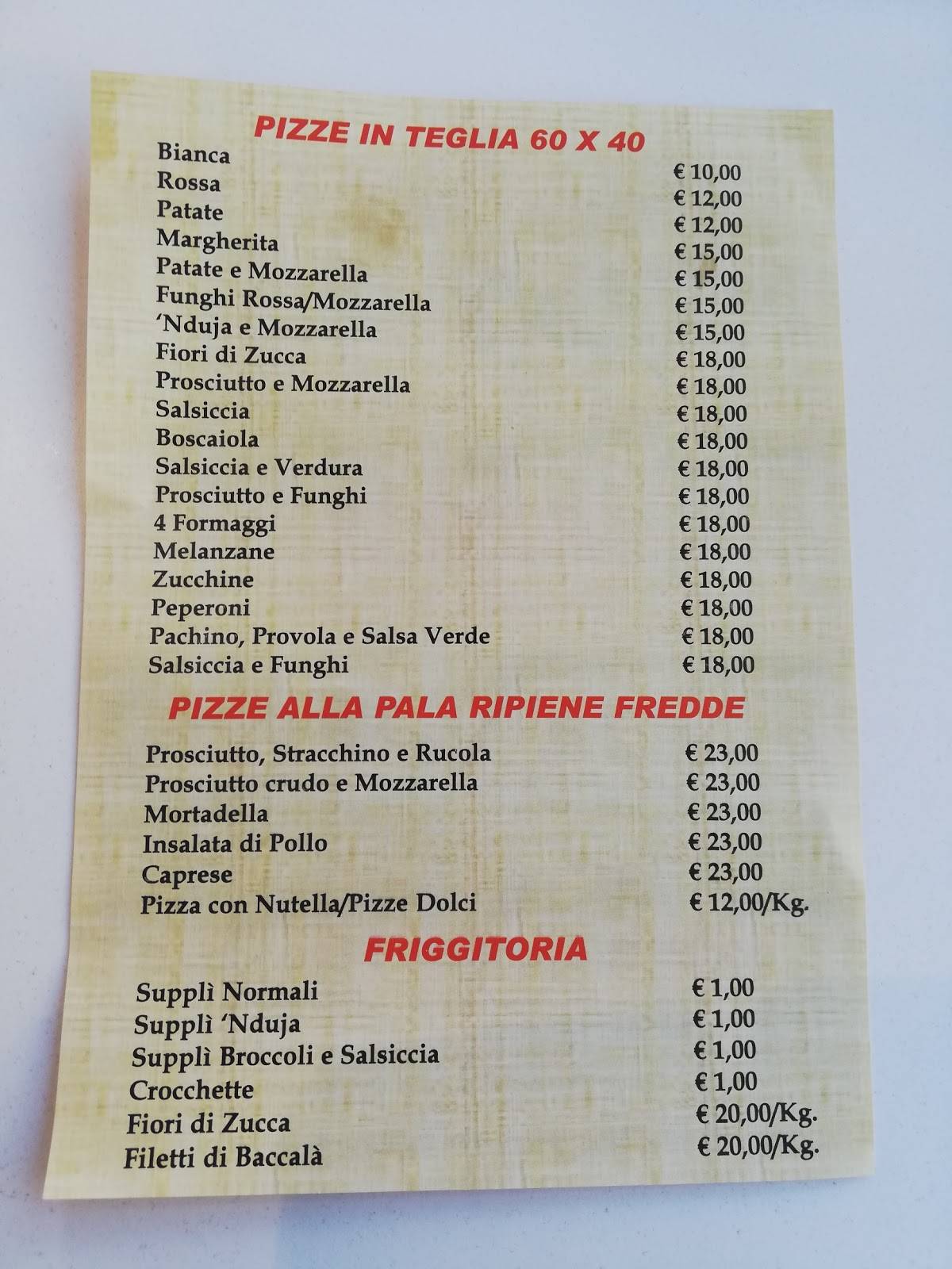 La Mejo Pizza Del Quadraro меню