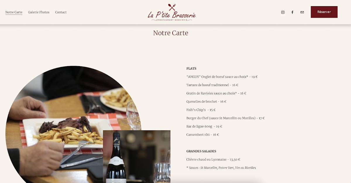 La P'tite Brasserie меню