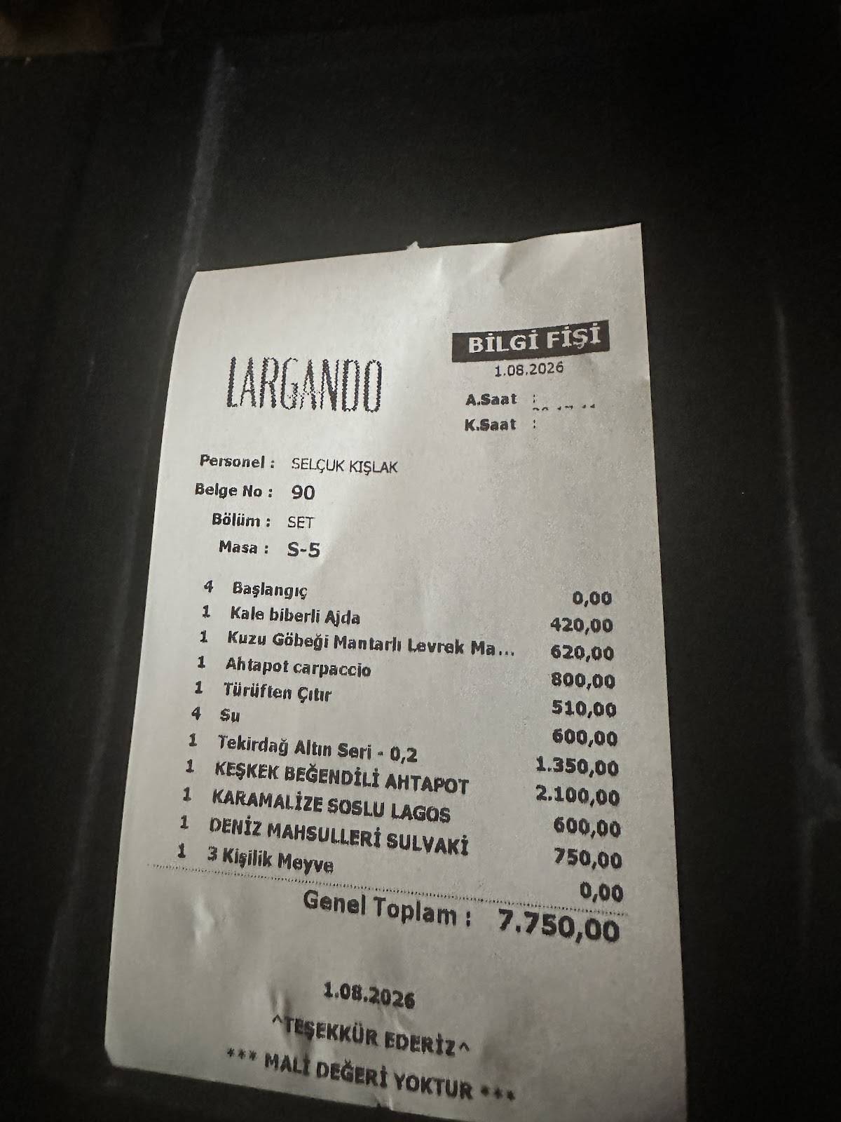 Largando меню