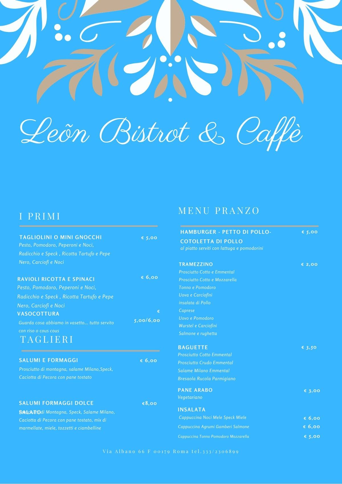 León bistrot & caffè меню