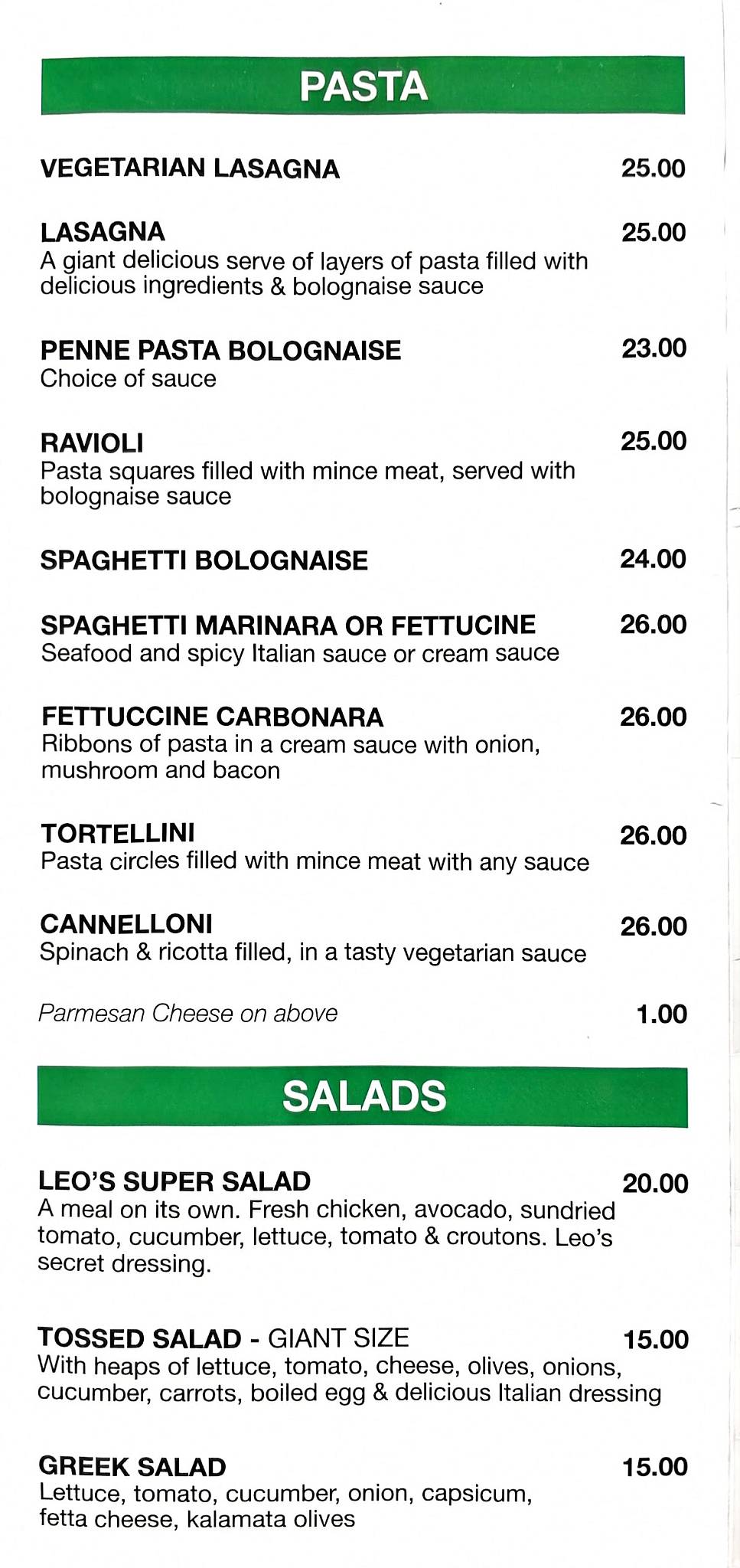 Leo's Pizza меню