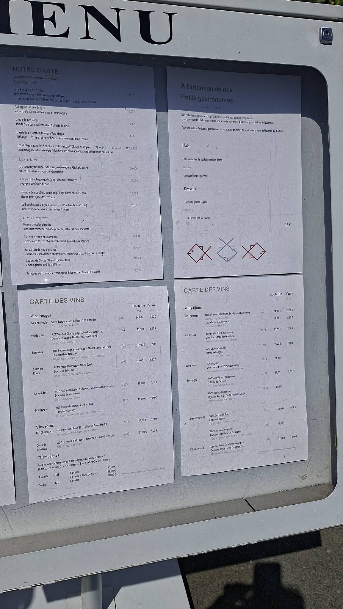 Les Poissons Rouges Restaurant Ile d'Oléron меню