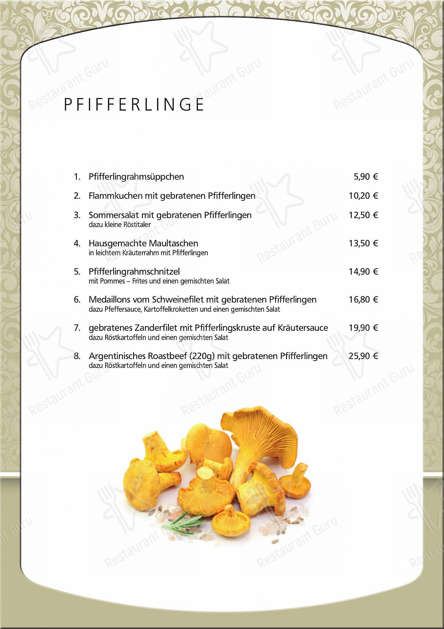 Dinner Menu ресторана Lindenhof