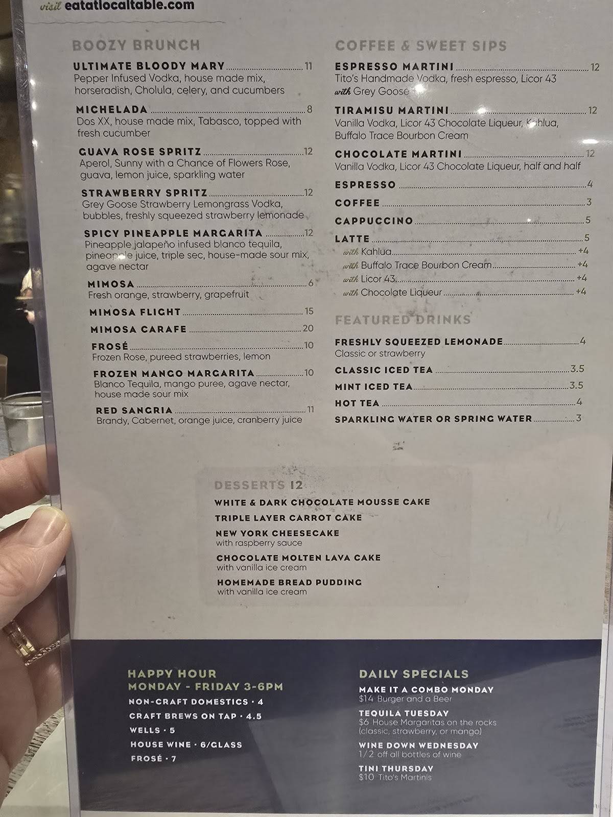 Local Table меню