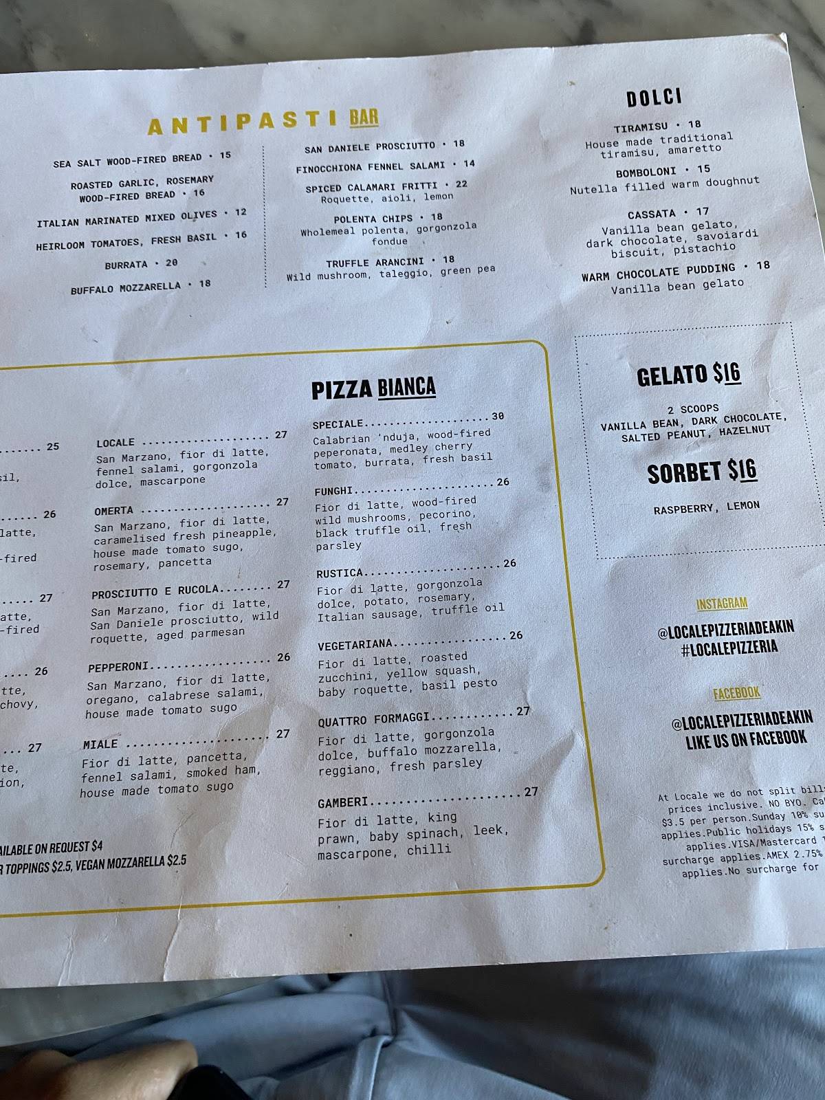 Locale Sourdough Pizzeria меню