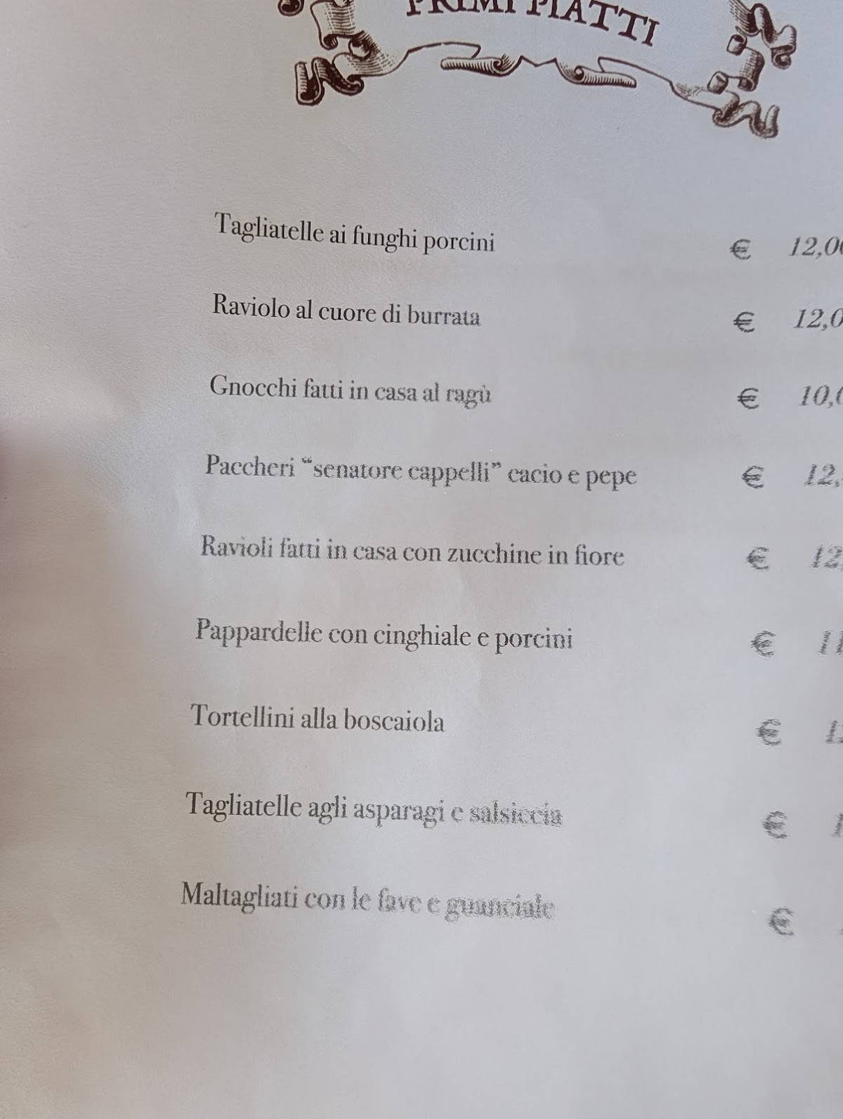 Locanda dei Ribelli меню