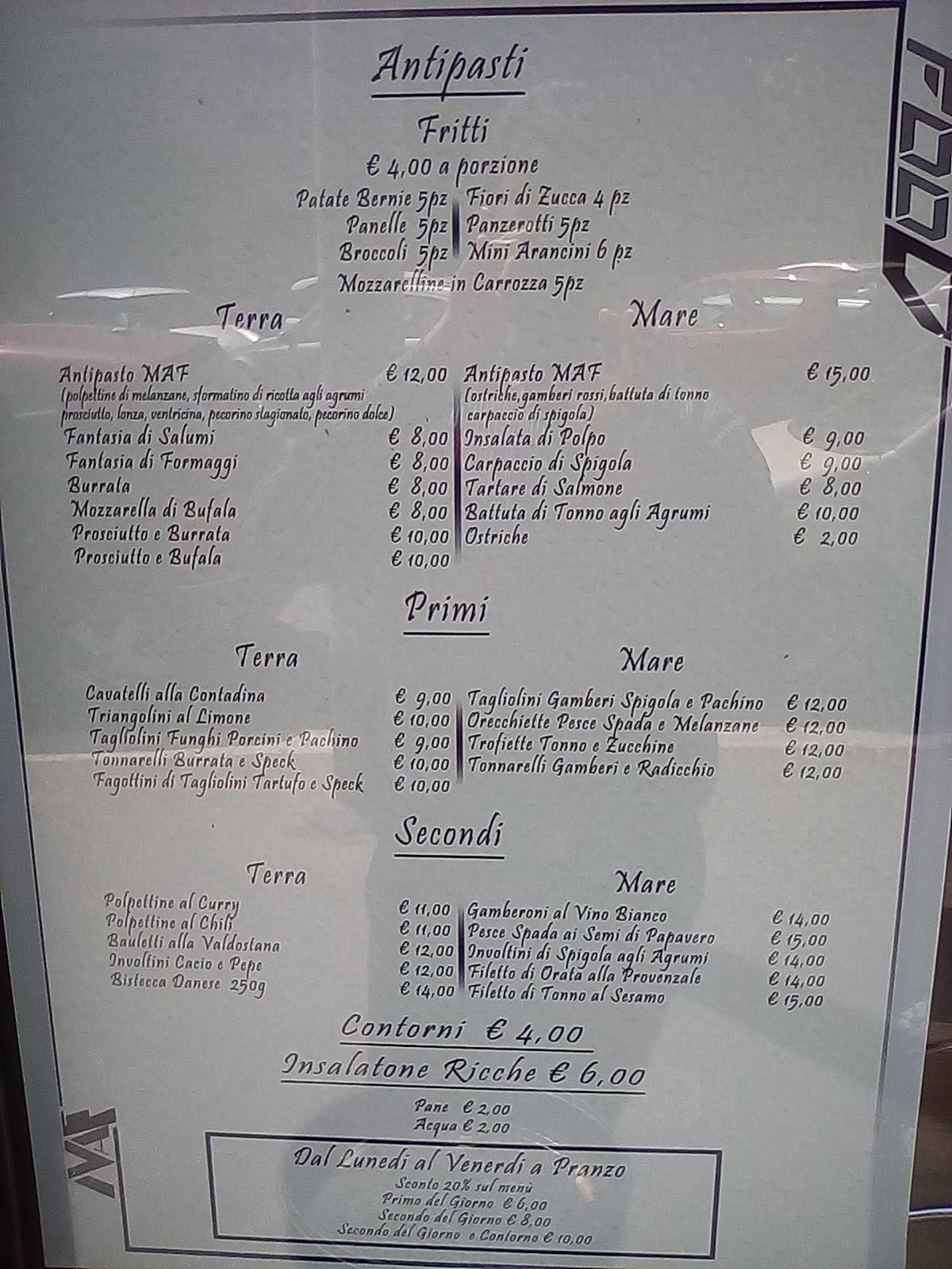 MAF BISTROT меню