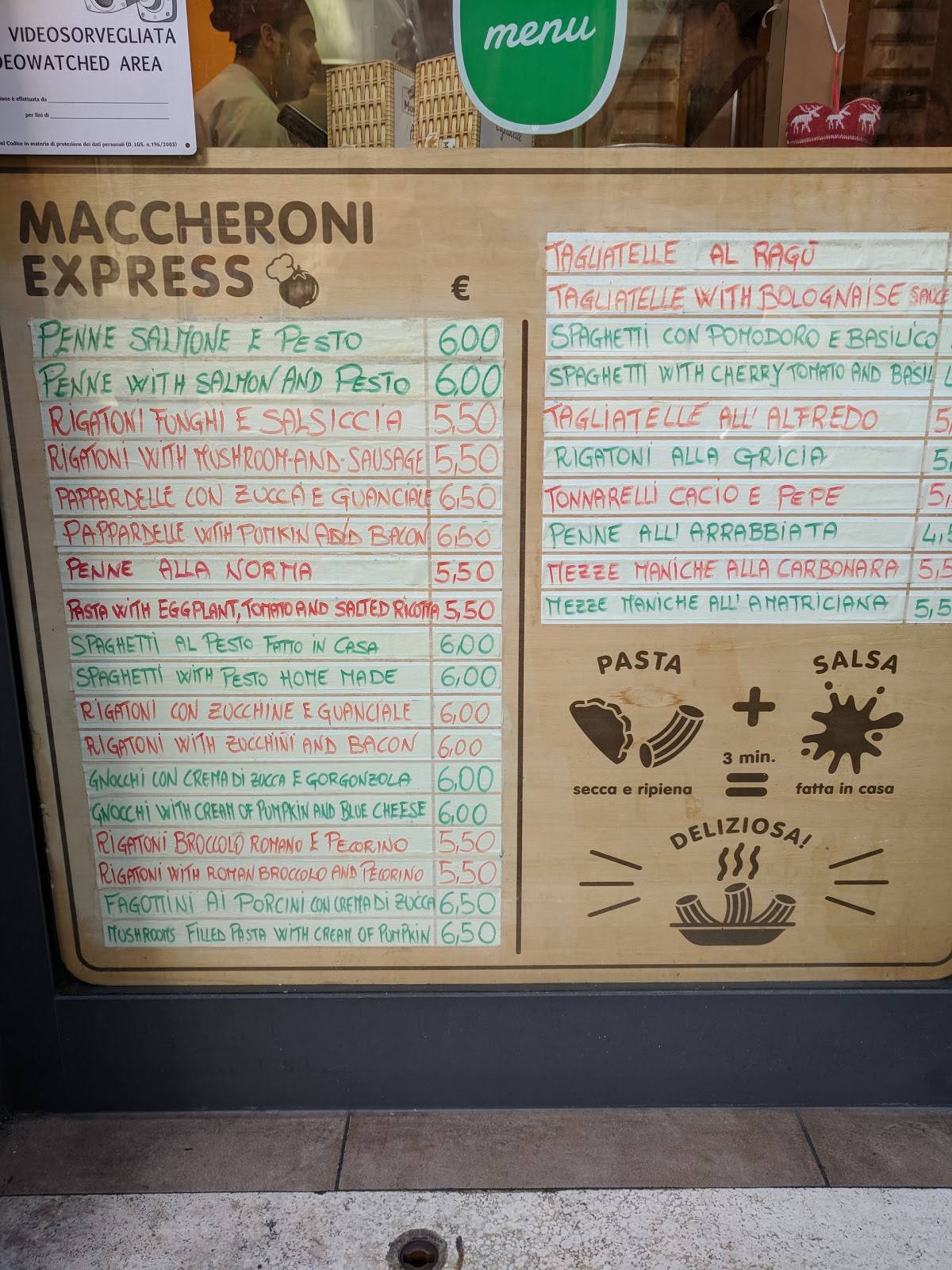 Maccheroni Express меню