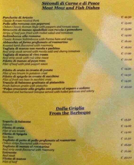 Restaurant Marco меню