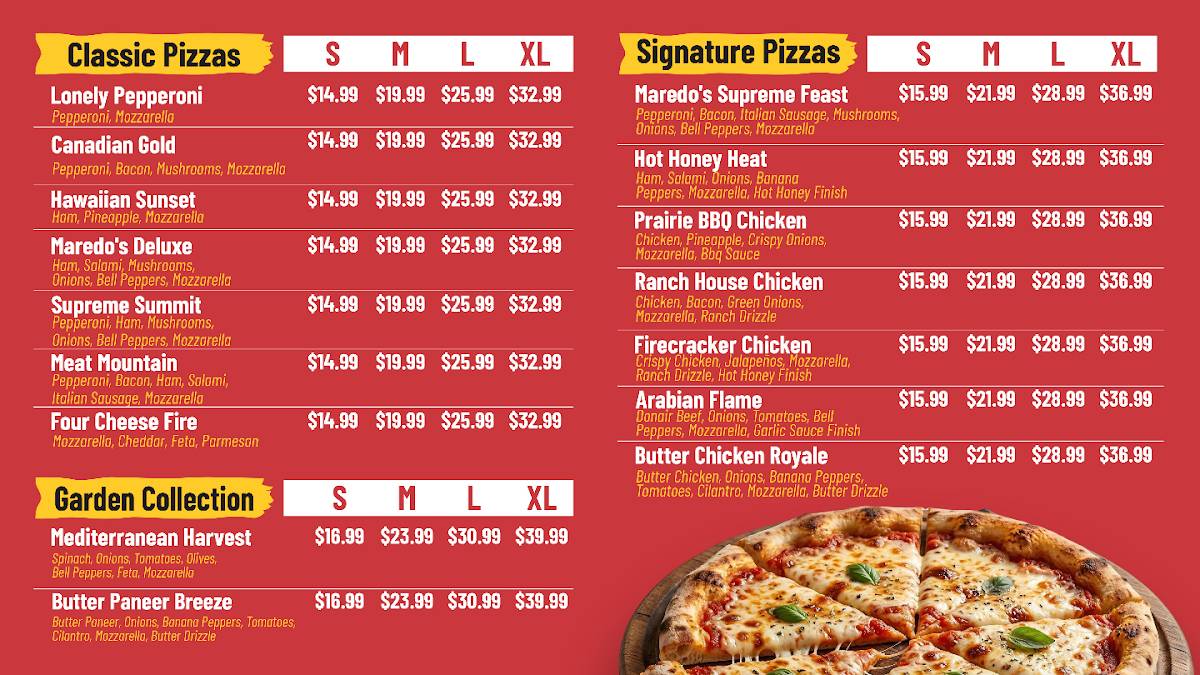 Maredo's Pizza меню