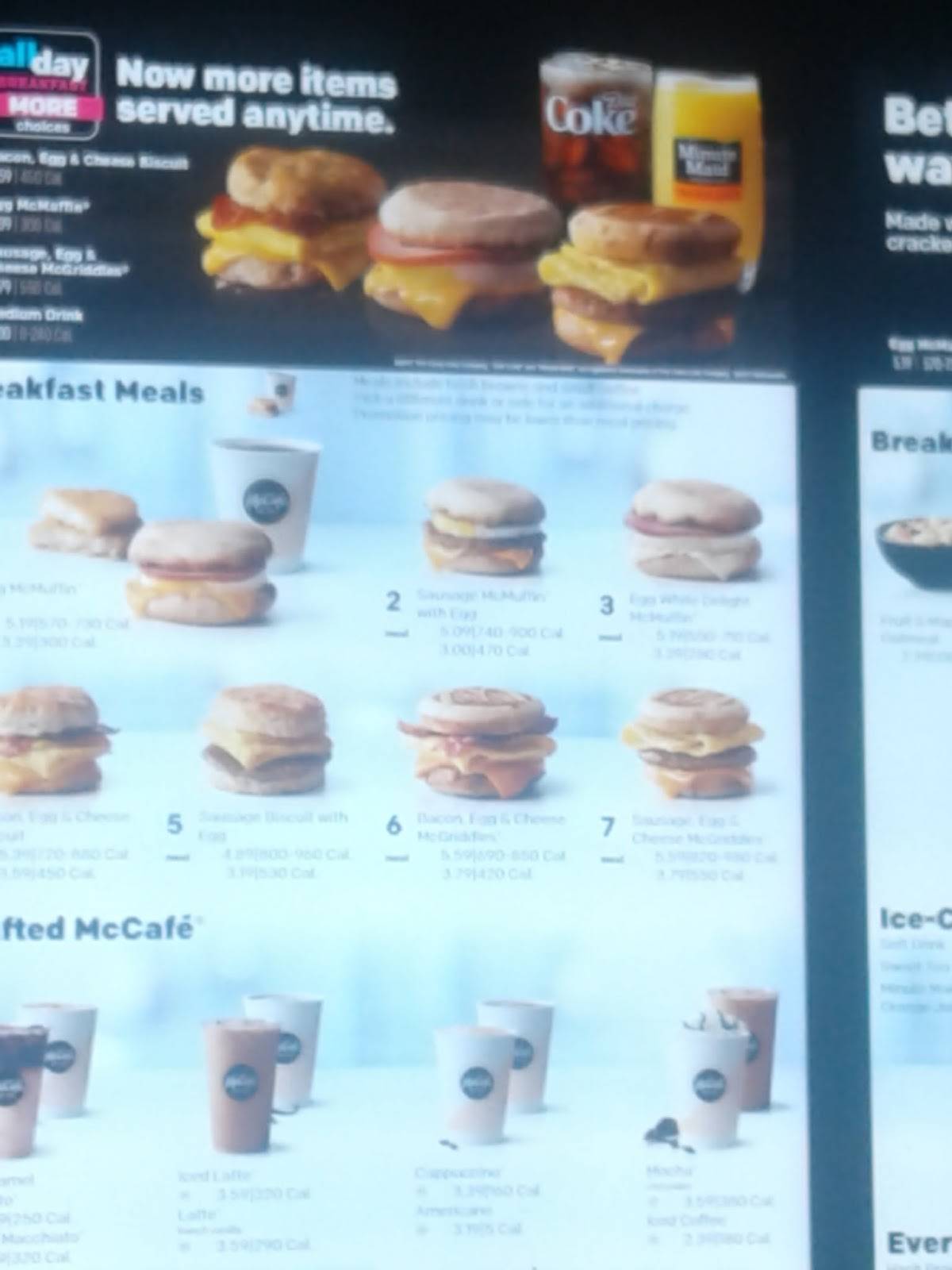 McDonald's меню