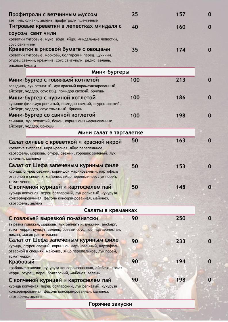 Миндаль меню