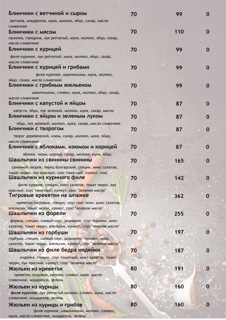 Миндаль меню