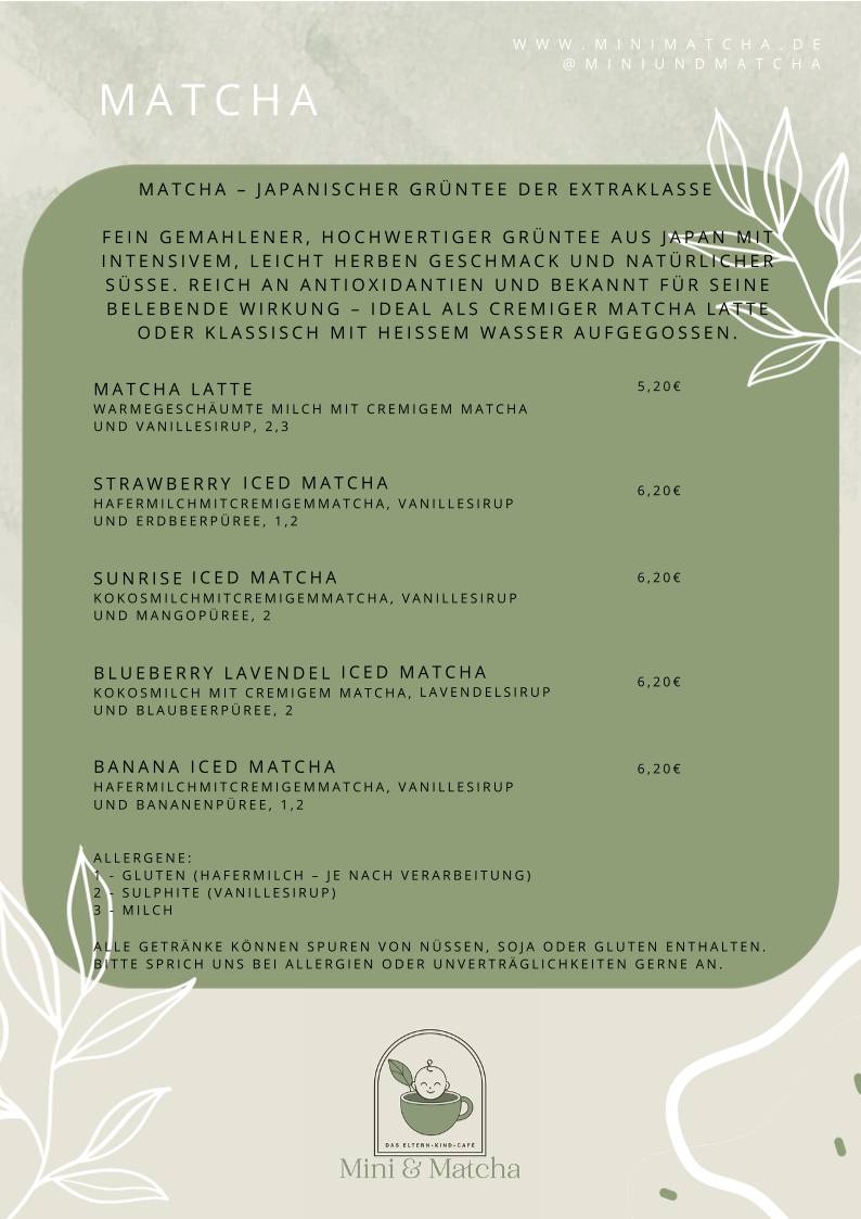 Mini & Matcha - Kindercafé меню
