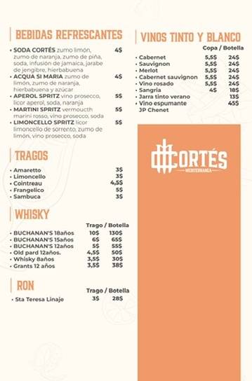 Moffa Cortés меню