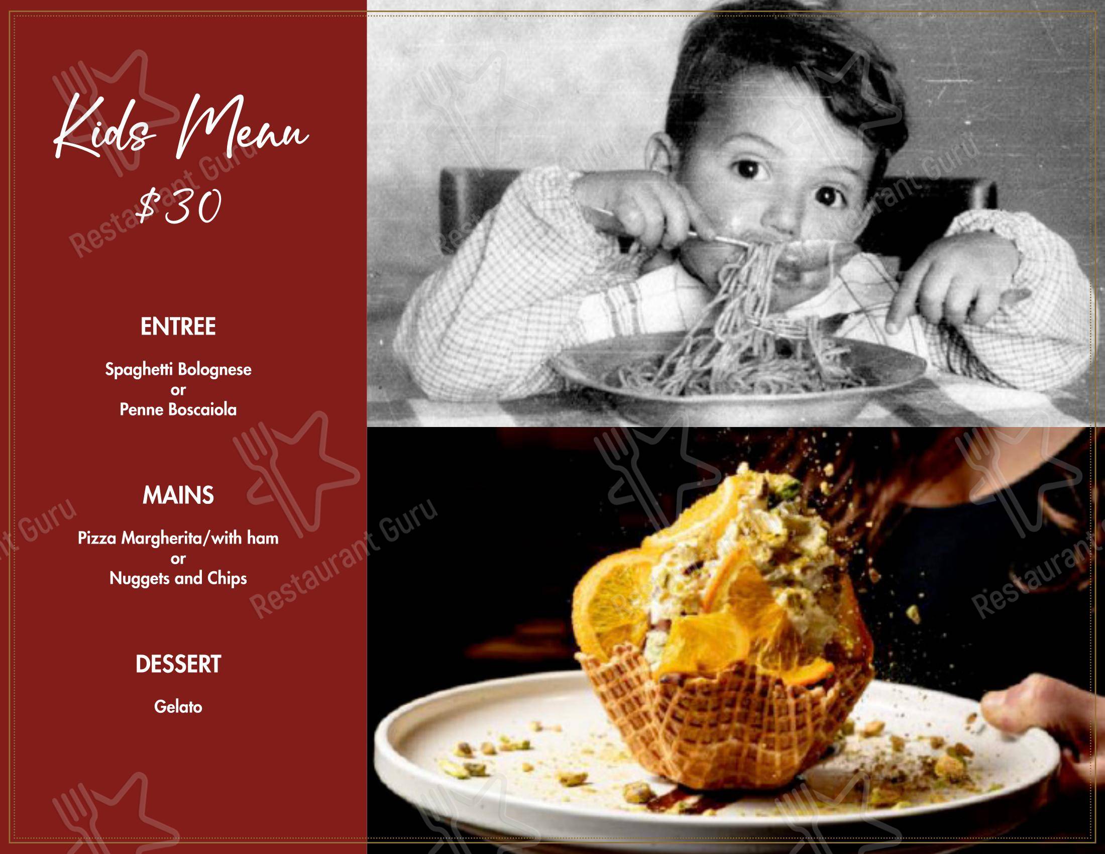 Moretti Italian Restaurant Leichhardt в Лейхгардте - Меню