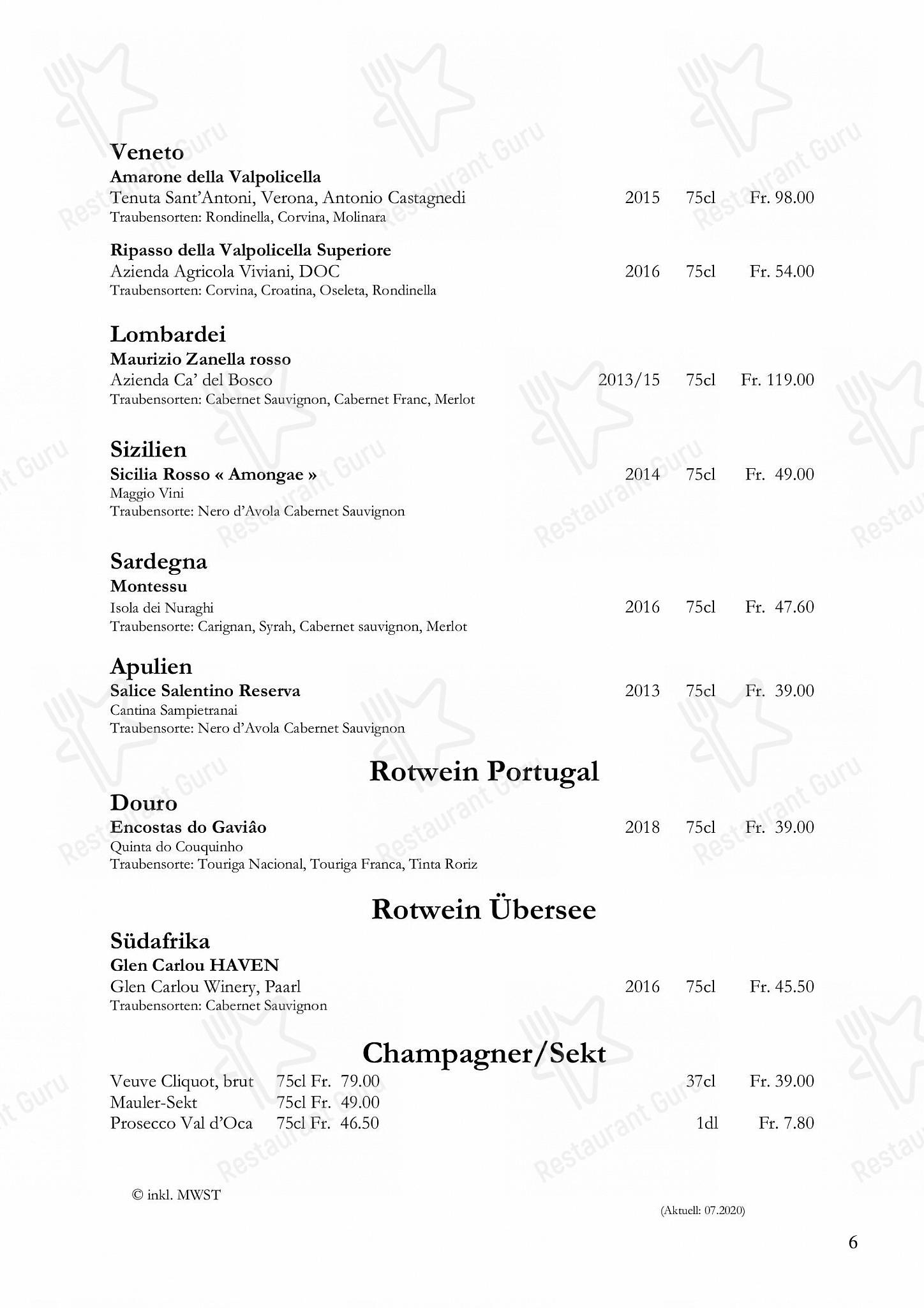 OUR MENU ресторана Restaurant Hotel Seeblick в Мёригене