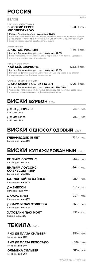 Мускат меню