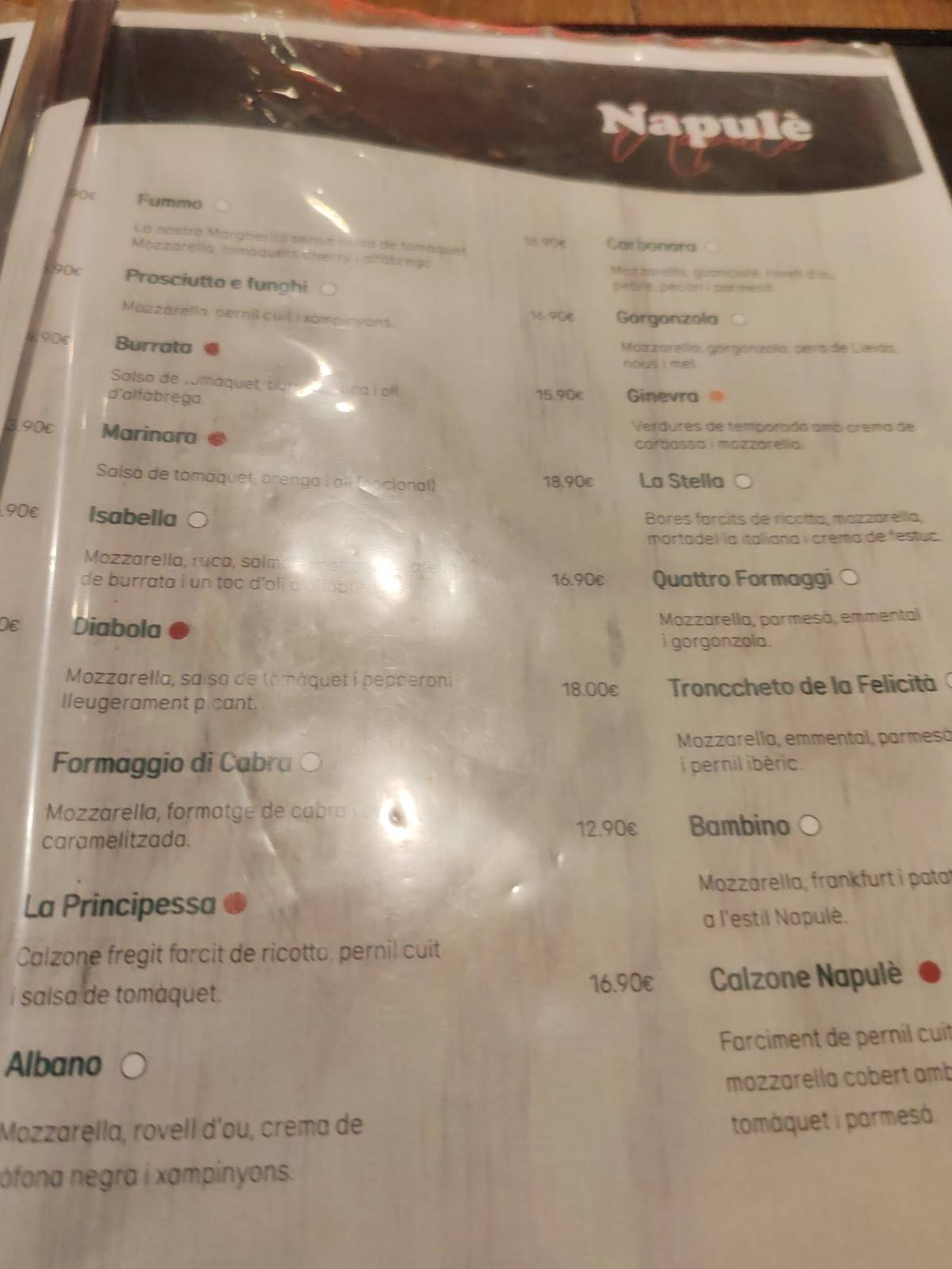 Napulè меню