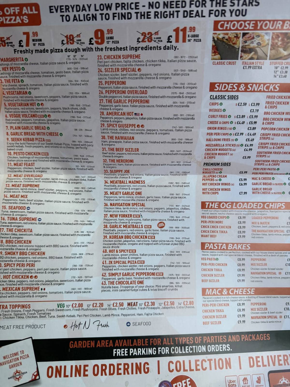 Navigation Pizza меню