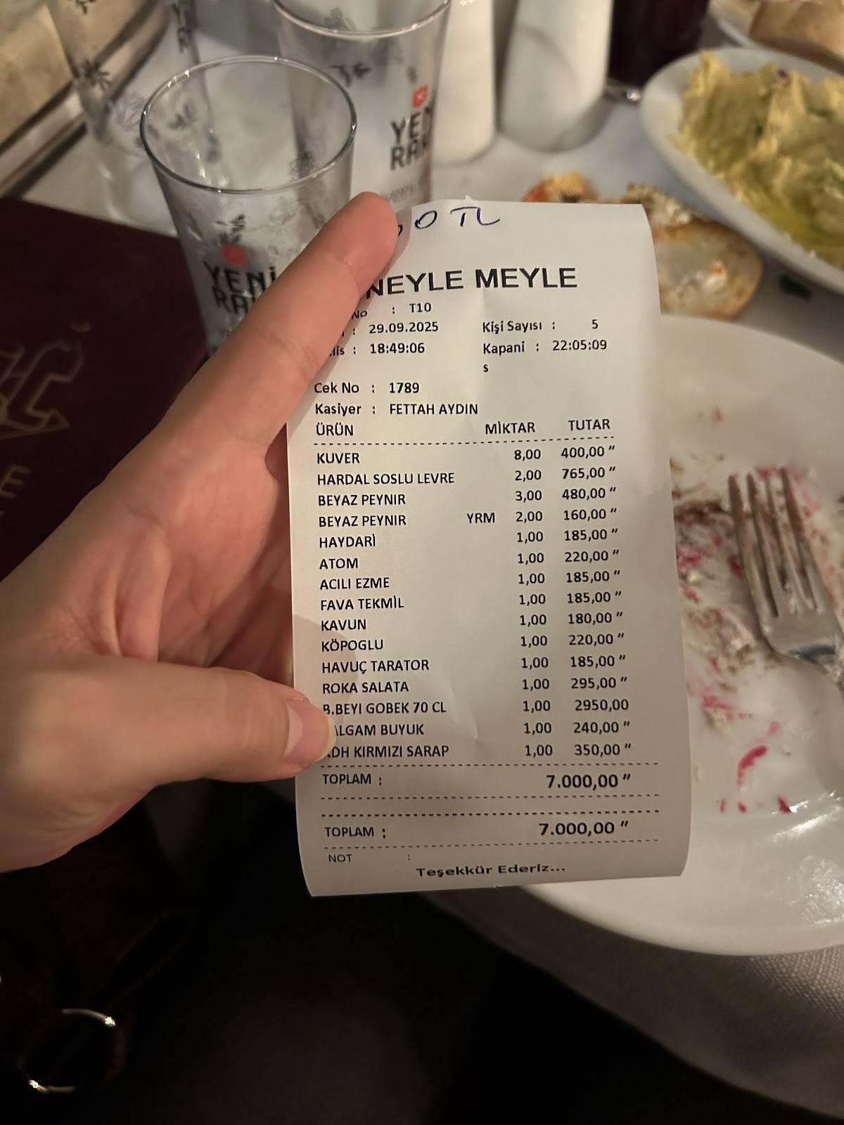 Ney'le Mey'le Meyhane меню