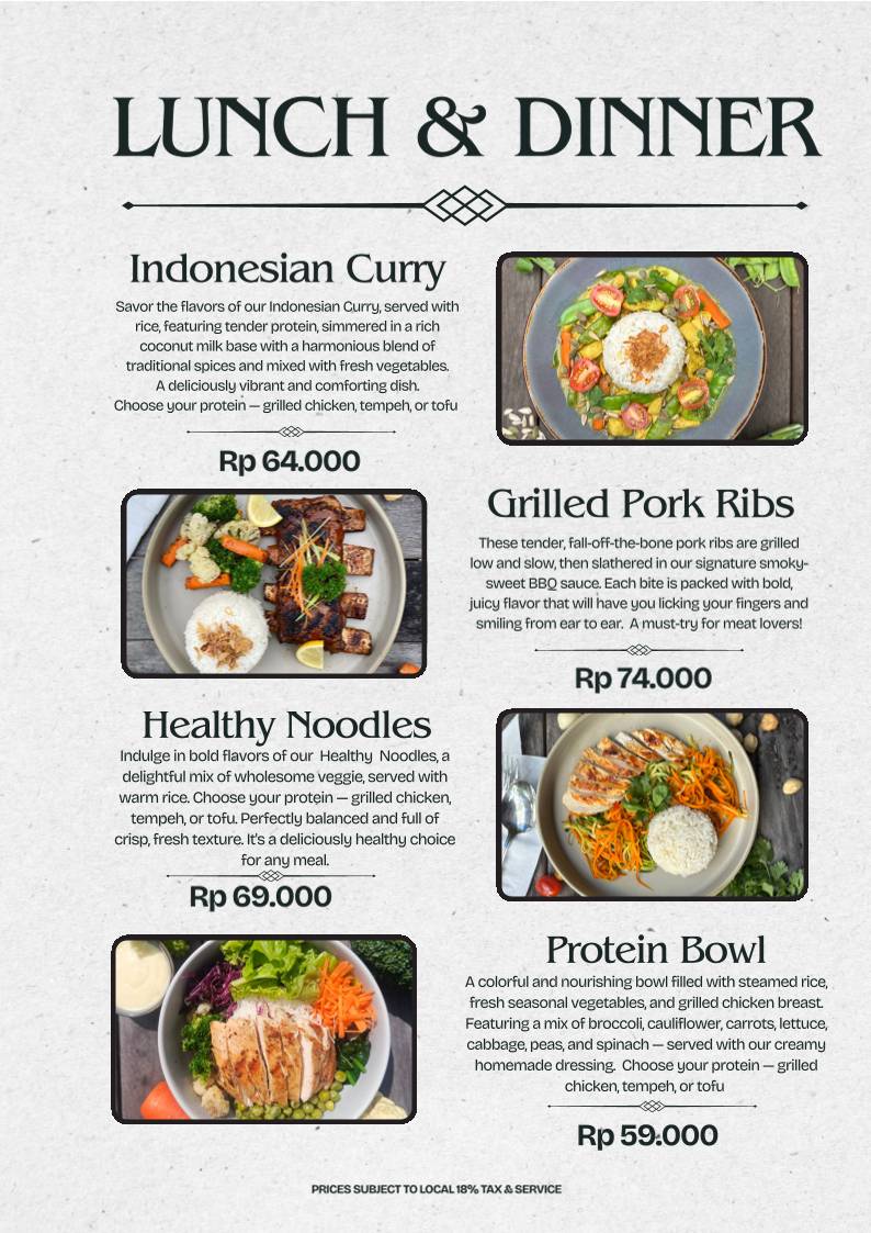 Nu Kitchen Bali меню