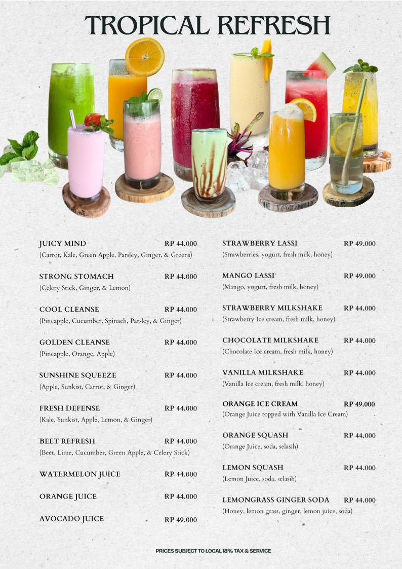 Nu Kitchen Bali меню