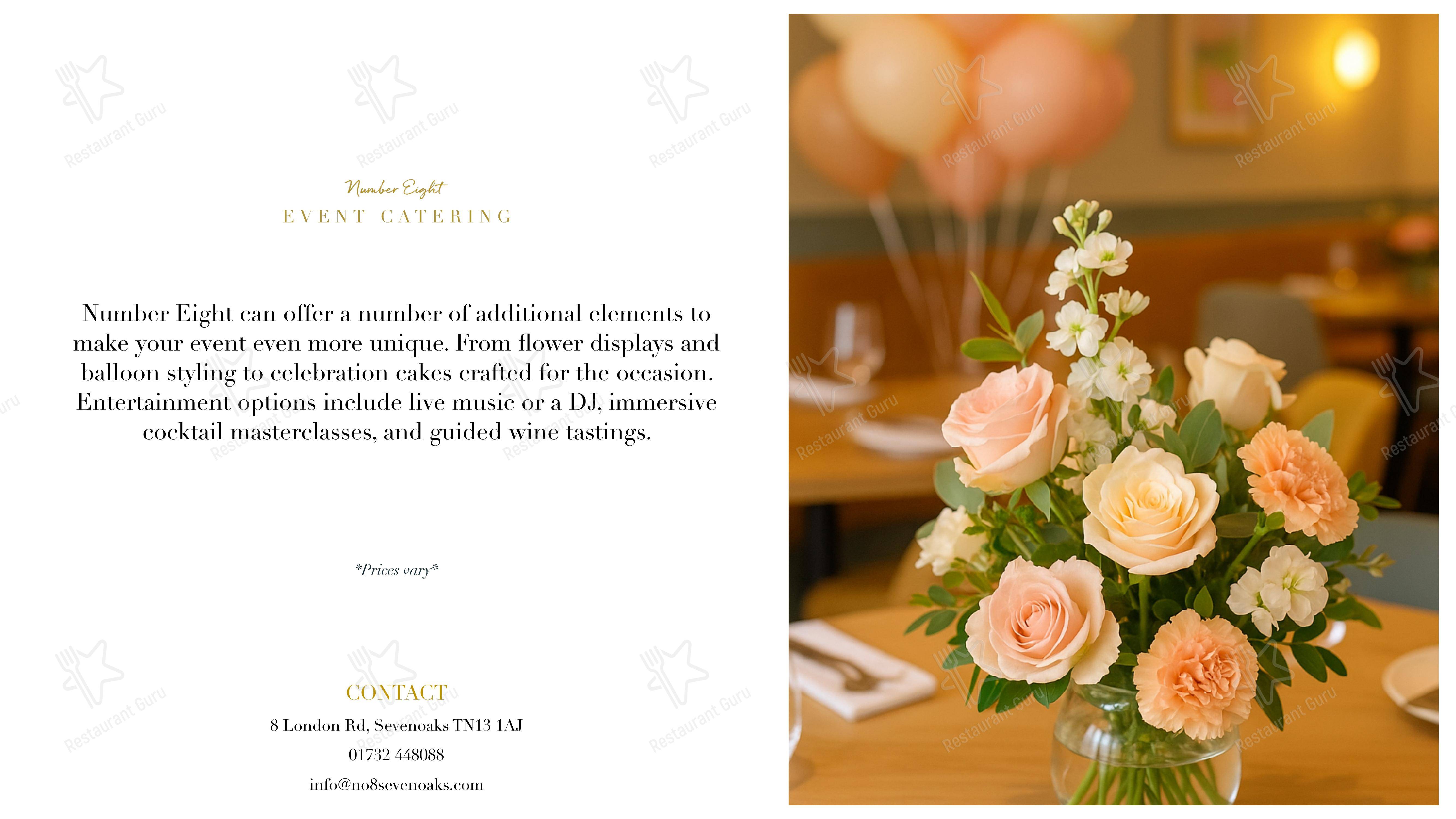 Меню ресторана Number Eight - Menu bistro
