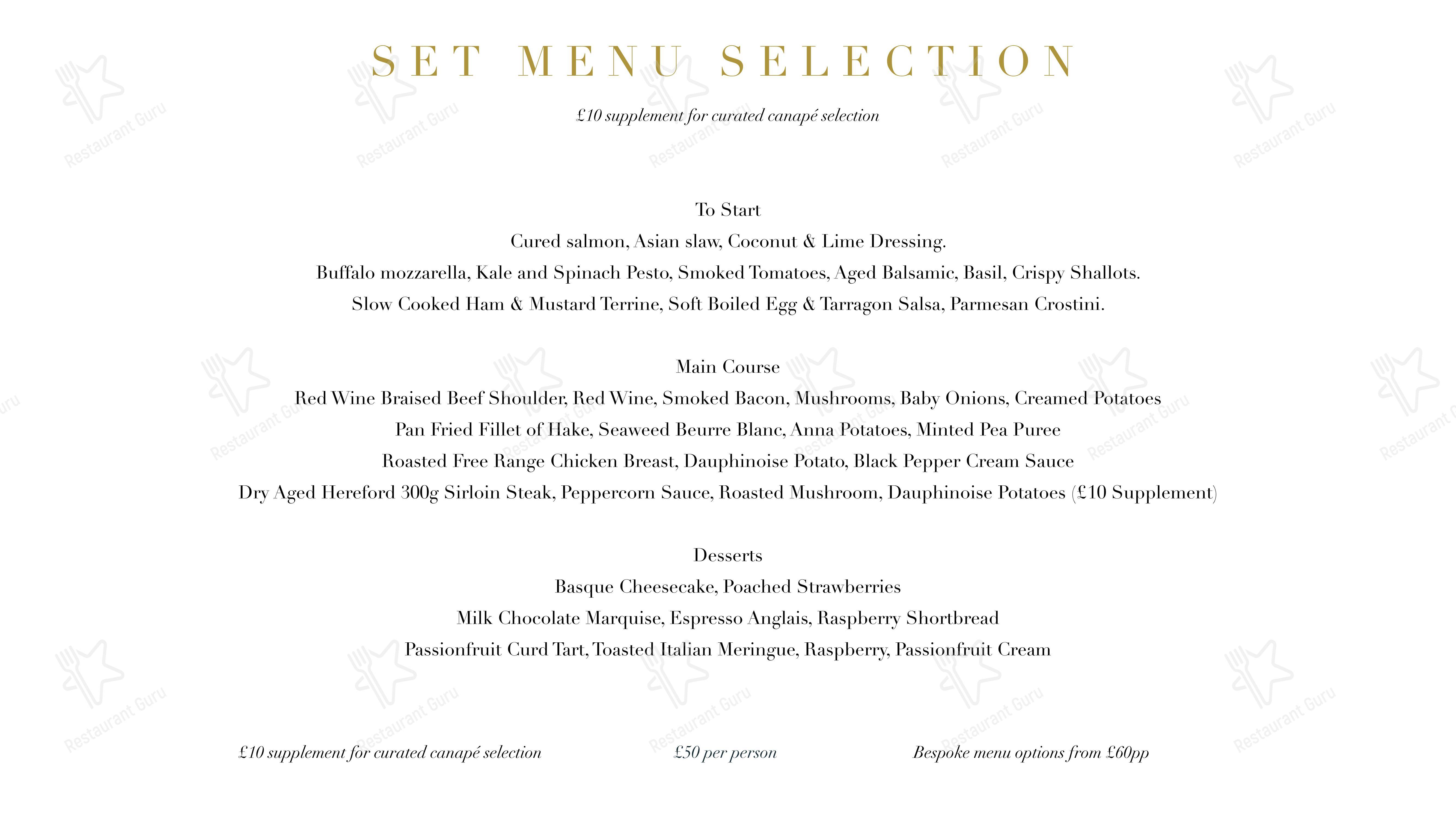Меню ресторана Number Eight - Menu bistro
