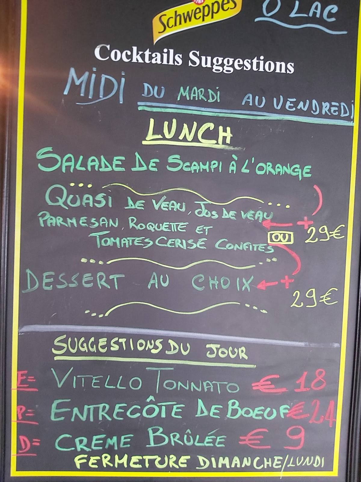 Ô Lac Messancy Restaurant меню