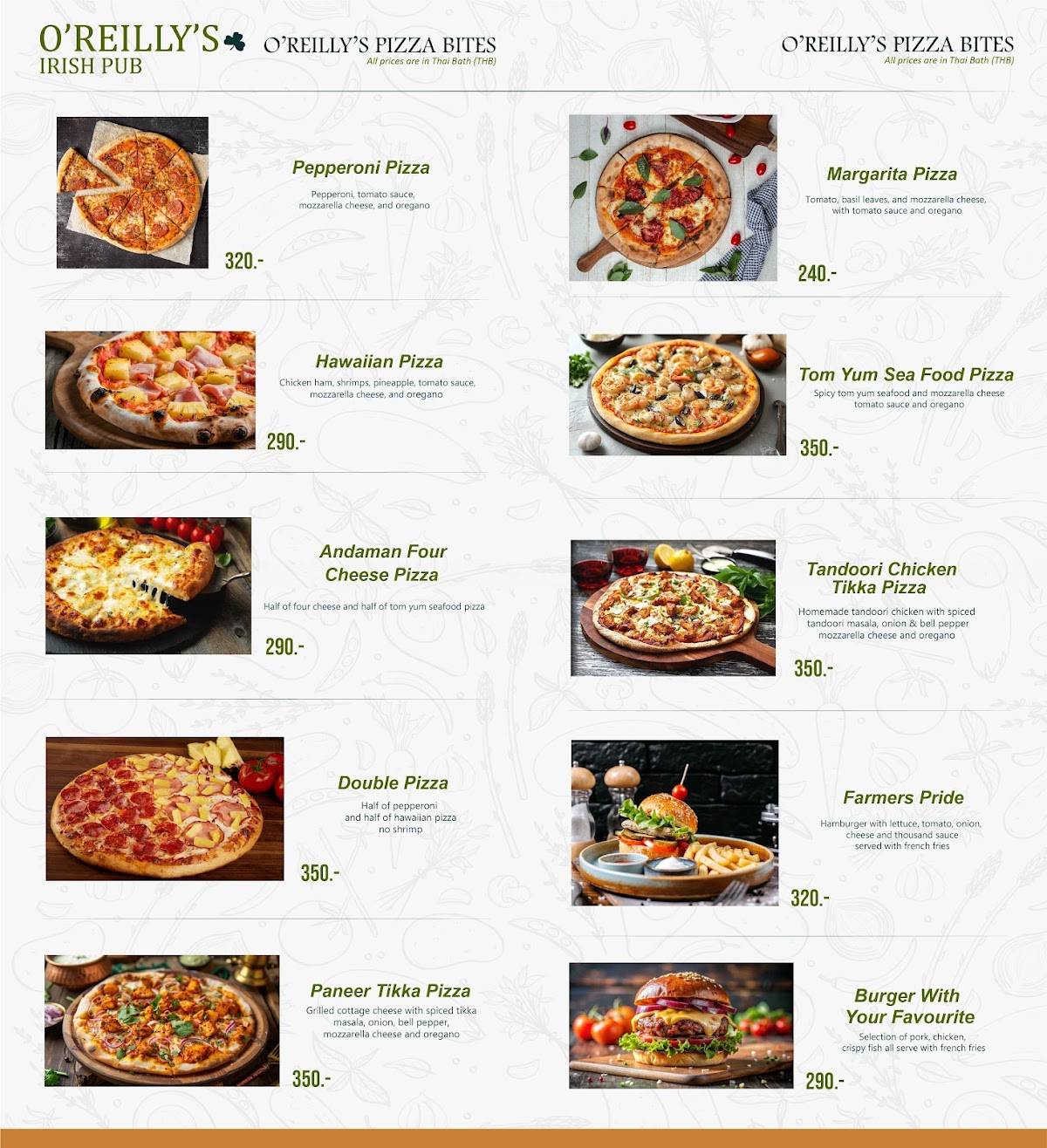 O'Reilly's Irish Pub & Restaurant меню