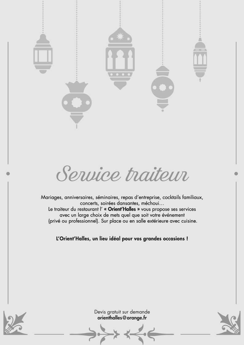Orient'halles меню