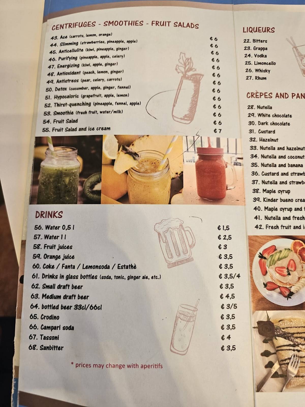 Paradiso Caffè меню