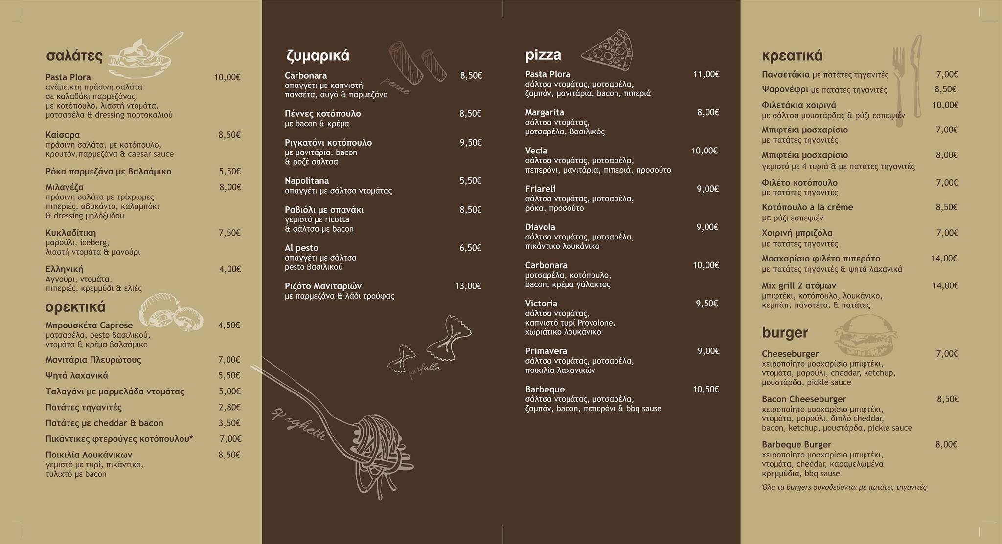 Pasta Plora меню