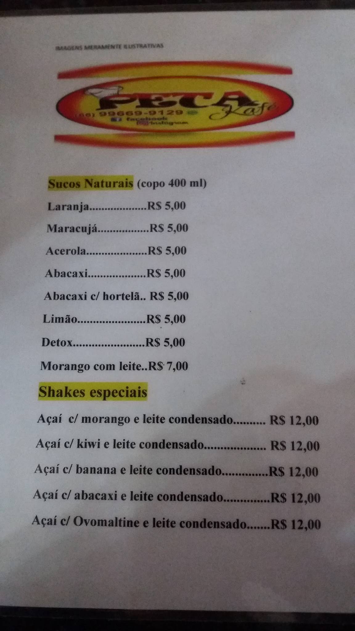Peta Kafé меню