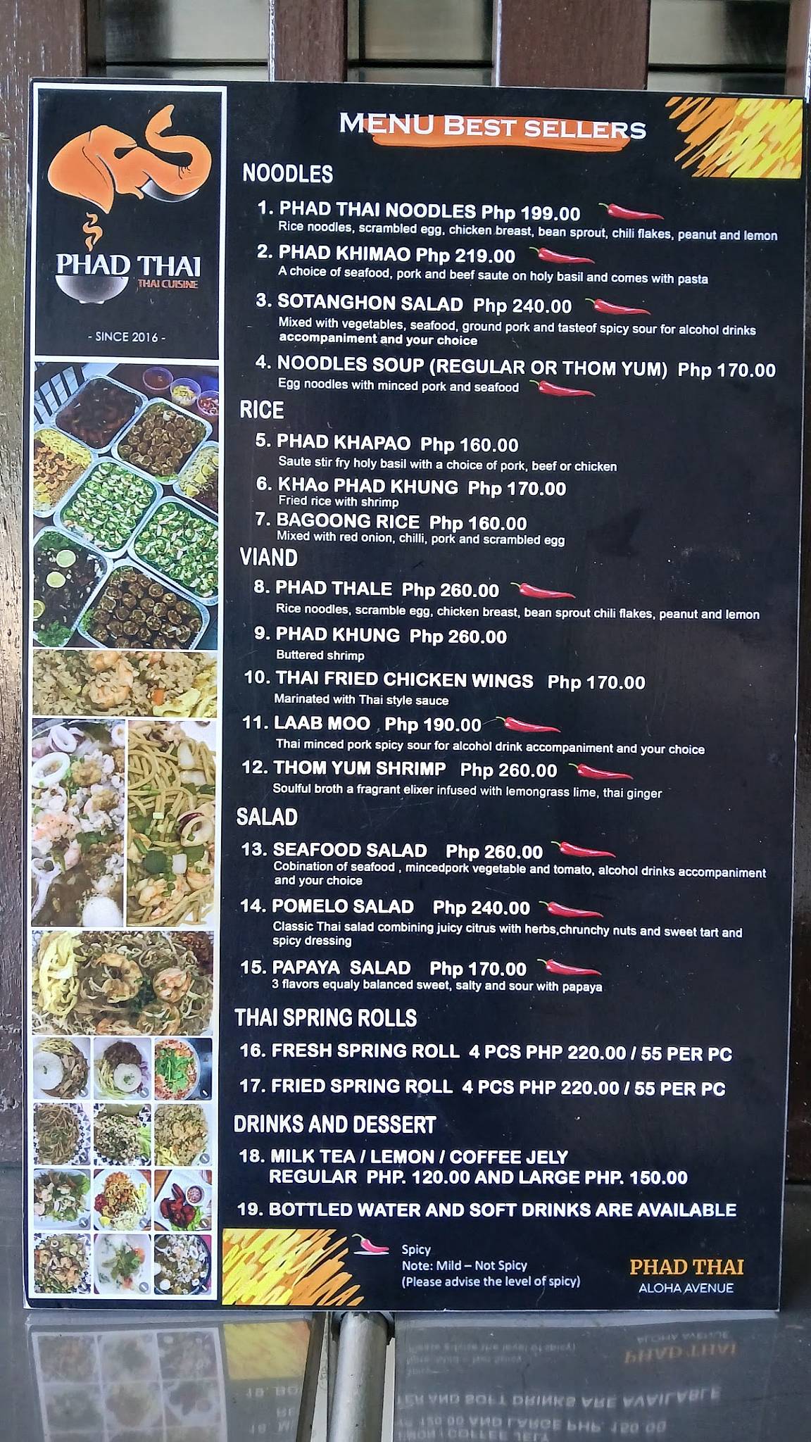 Phad Thai Sta. Rosa меню