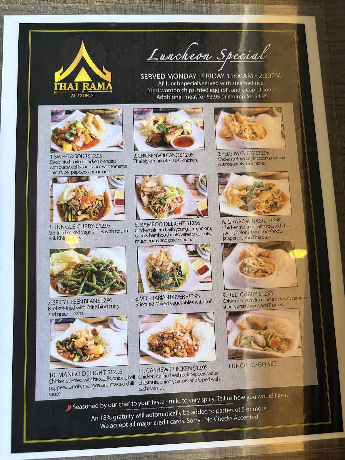 Thai Rama меню