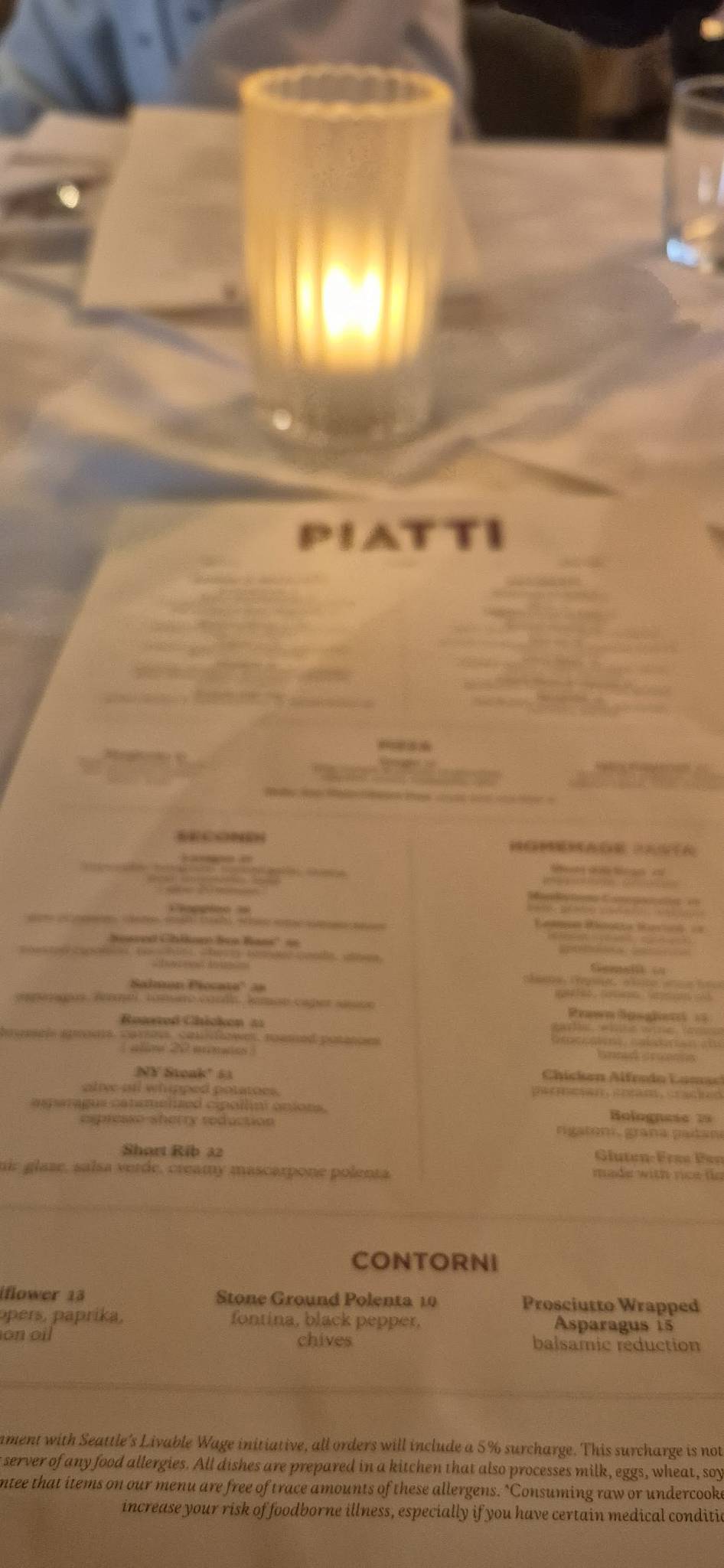 Piatti меню