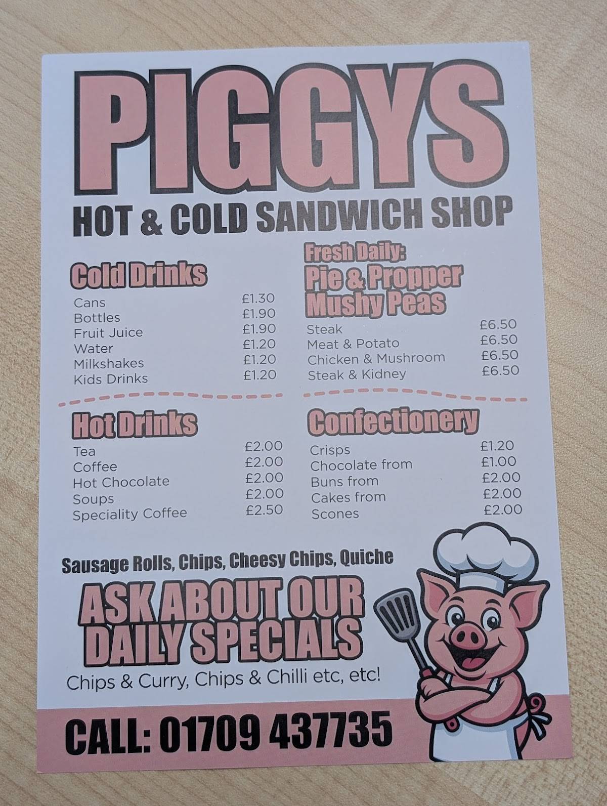 Piggy's меню