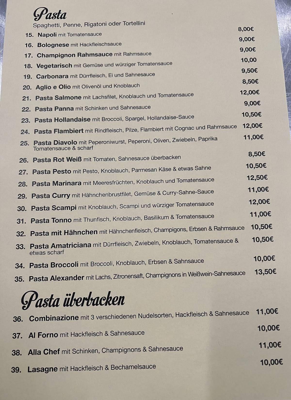 Pizzeria Calabria меню