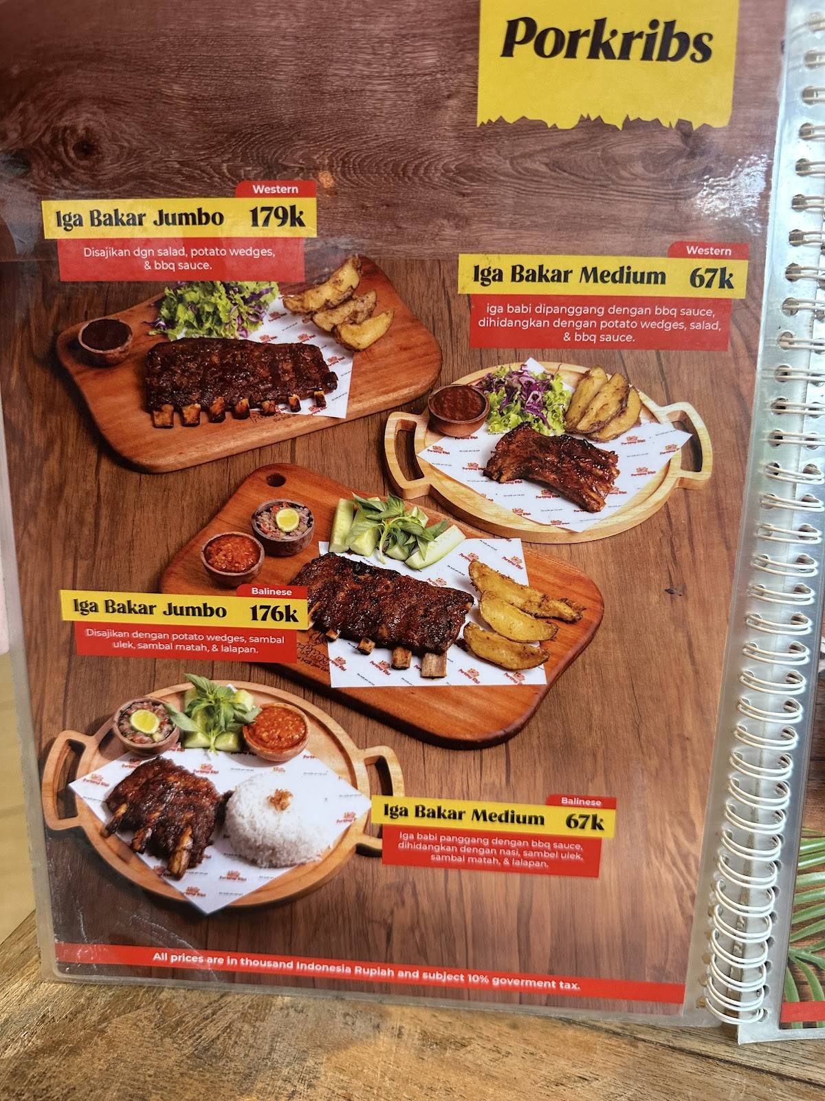 Porkpoy Ribs Tabanan меню