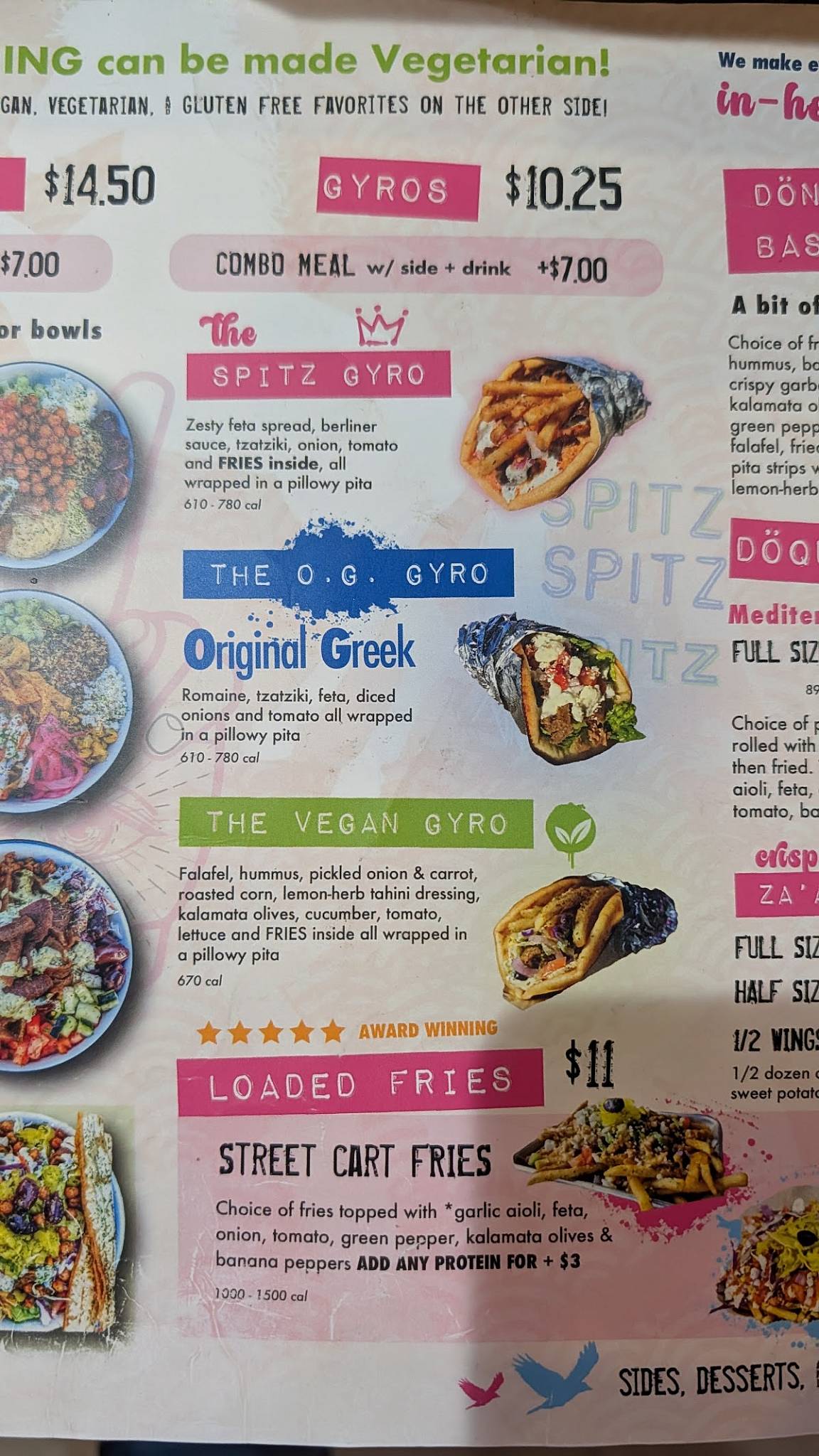 Spitz Mediterranean Street Food меню