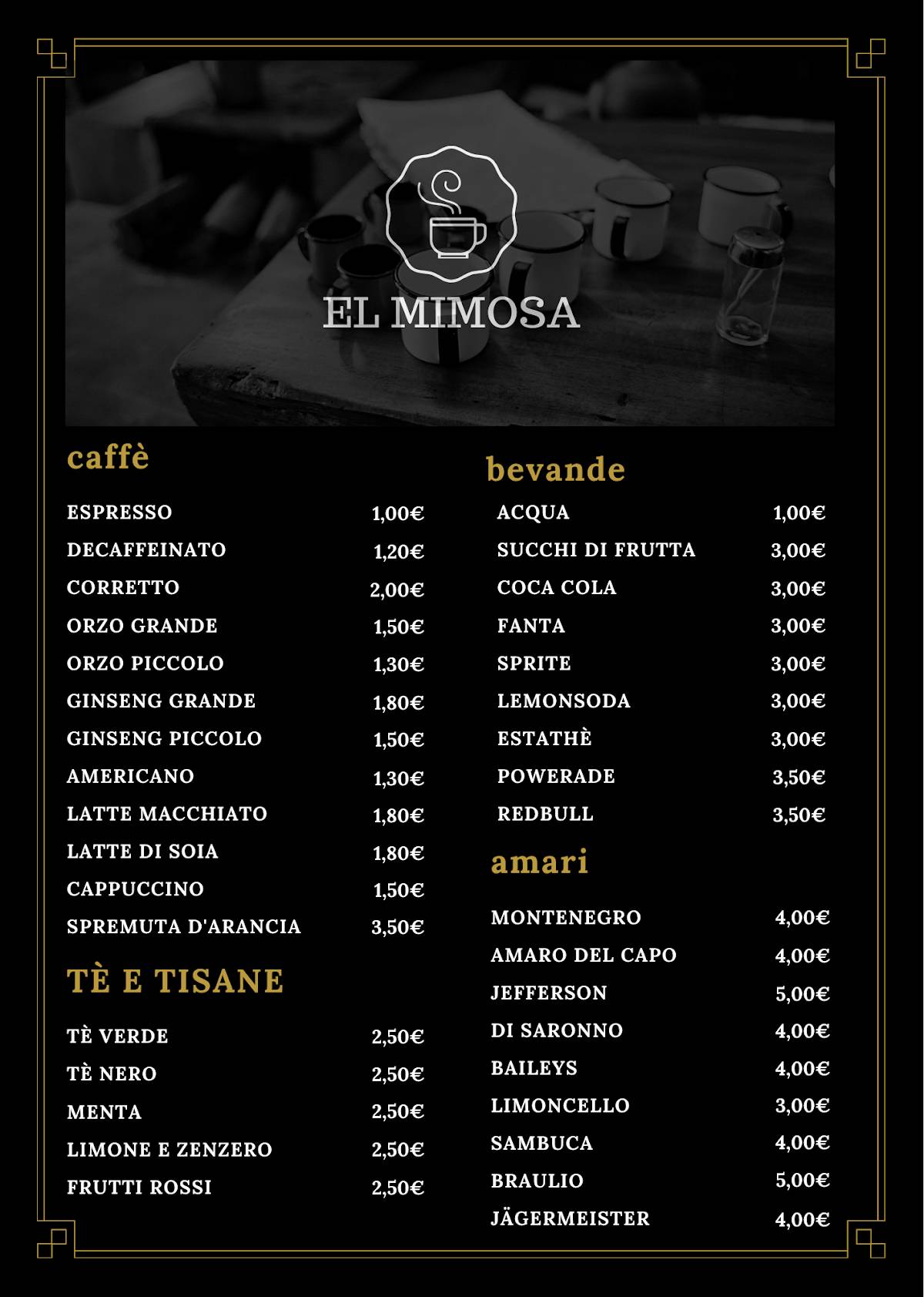 EL MIMOSA меню