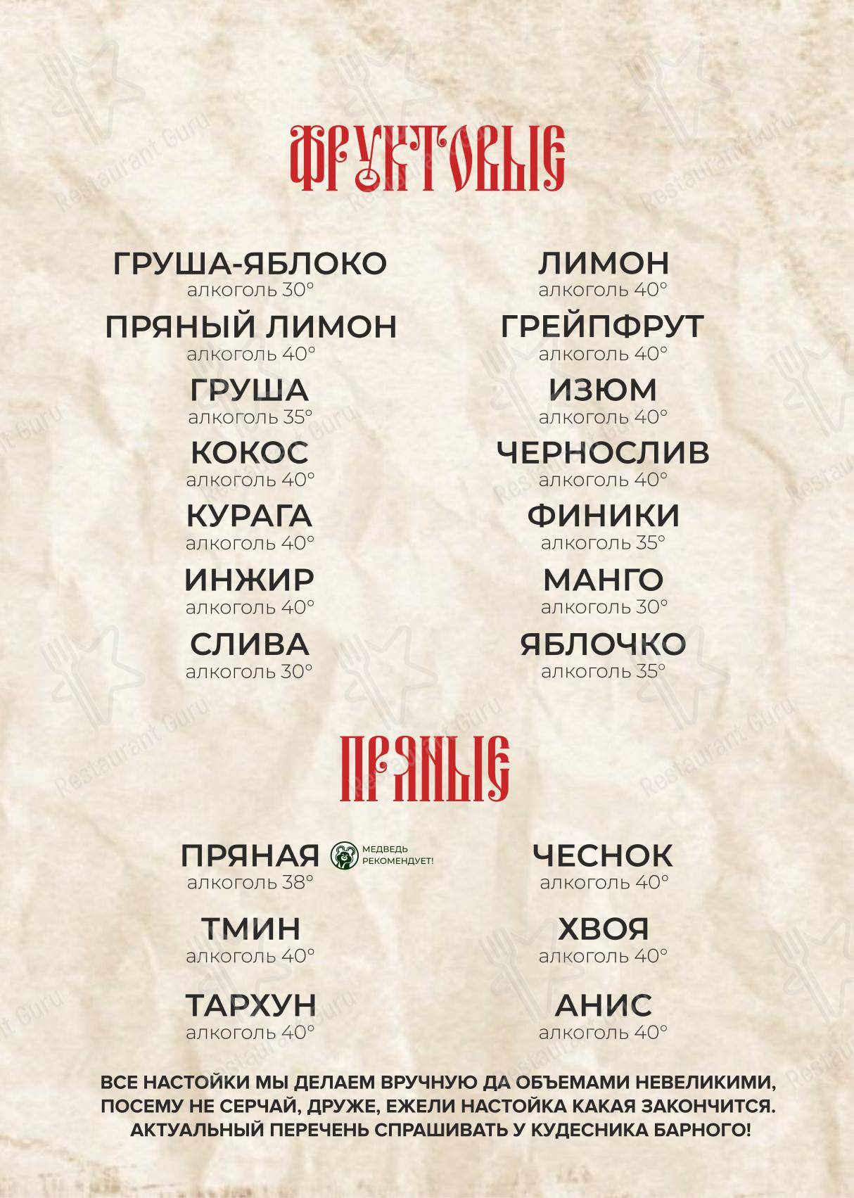 Взгляните на меню Пьяна Ель