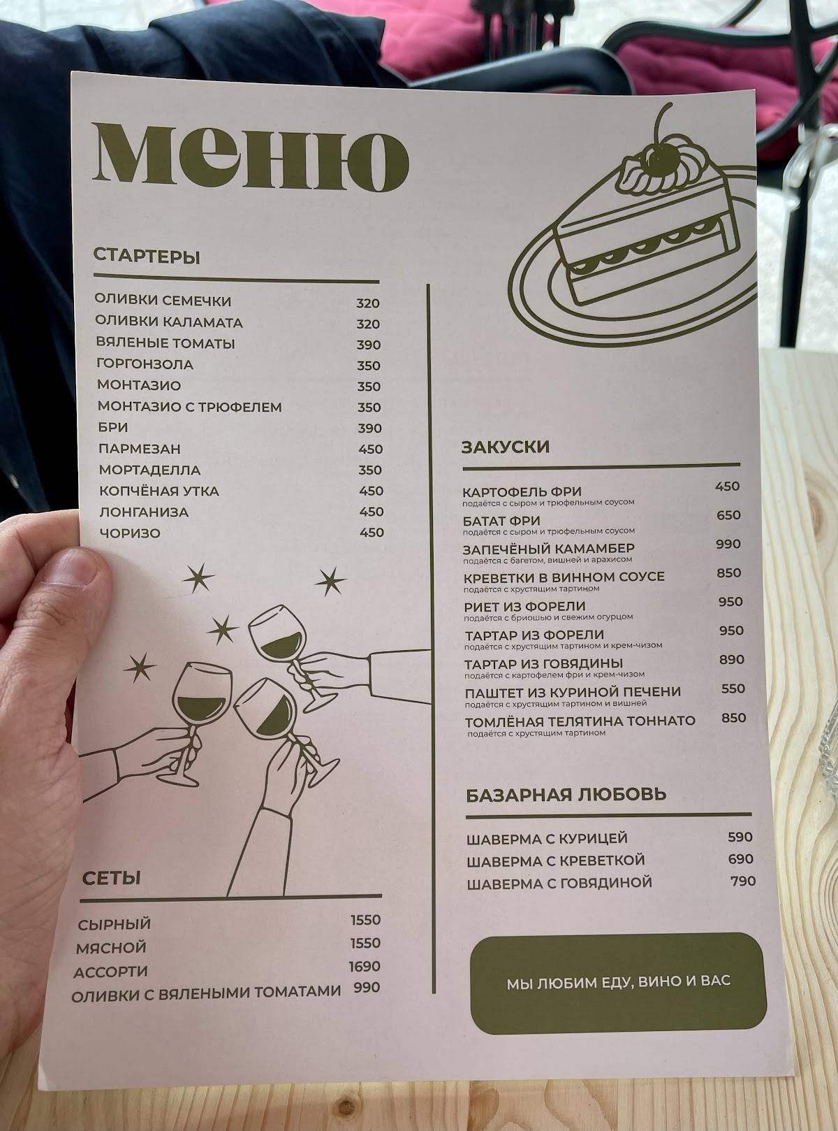 Винный базар меню