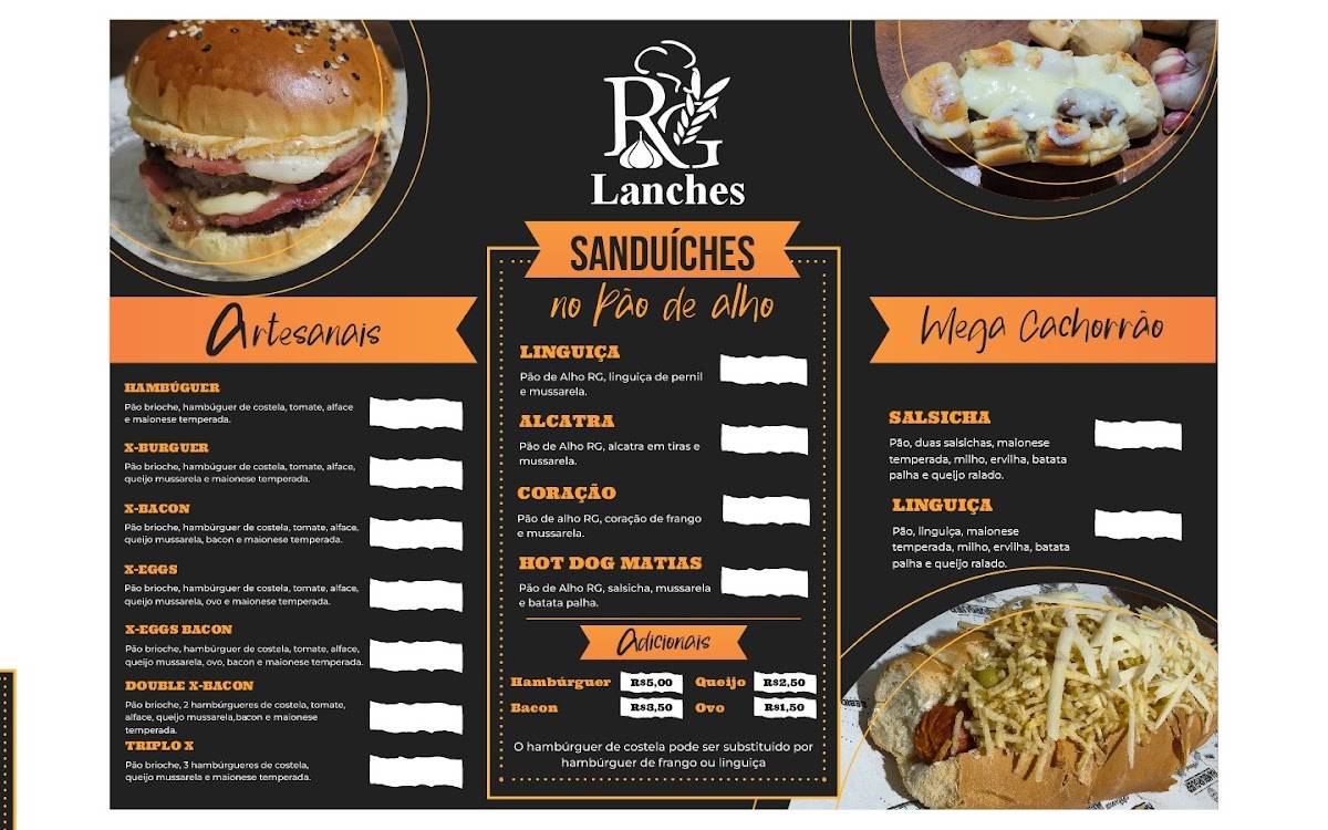 RG LANCHES E PETISCOS меню