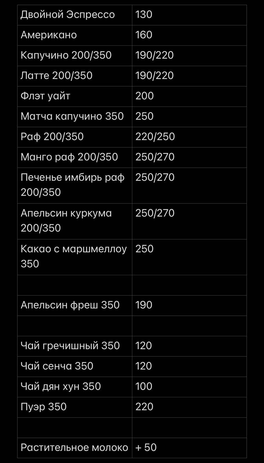 РАФ Хлеб и кофе меню