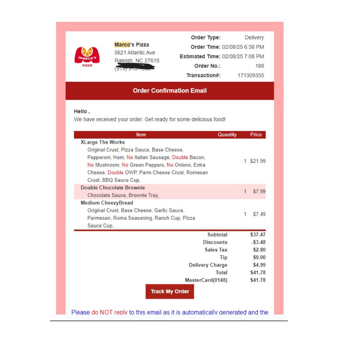 Marco's Pizza меню
